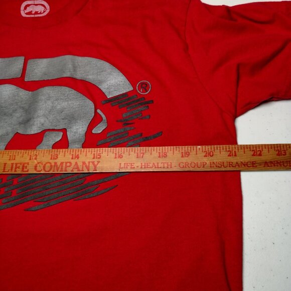 Ecko Unltd Shirt Men Medium Red Short Sleeve Gray Rhino Graphic T Streetwear - Picture 7 of 13